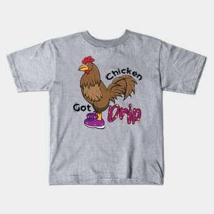 Chicken With Shoes Brown Purple DRIP Kids T-Shirt